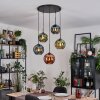 Ripoll Suspension, Boule lumineuse, Suspension grappe Bleu, Vert, Cuivré, 5 lumières