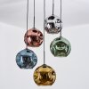 Ripoll Suspension, Boule lumineuse, Suspension grappe Bleu, Chrome, Or, Vert, Cuivré, Fumé, 5 lumières