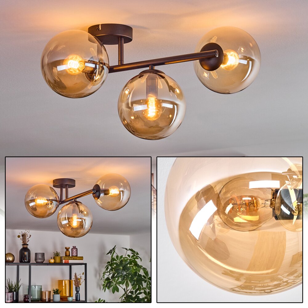 Gastor Plafonnier, Boule lumineuse Ambre, 3 lumières main product photo