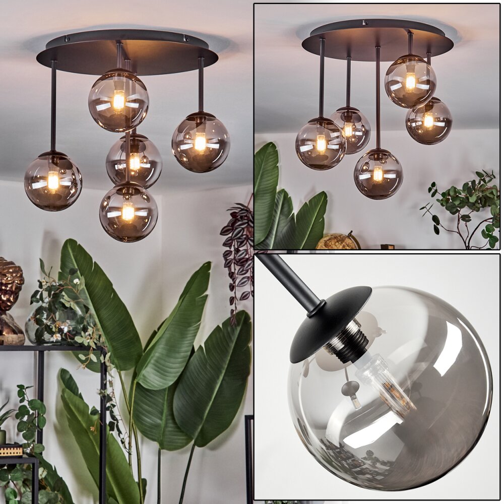 Chehalis Plafonnier, Boule lumineuse Fumé, 5 lumières main product photo