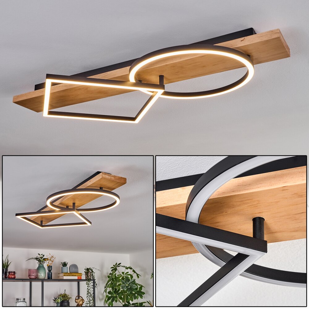 Pompu Plafonnier LED Bois clair, Noir, 1 lumière main product photo