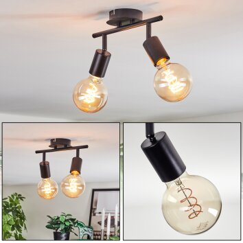 Geira Plafonnier Noir, 2 lumières