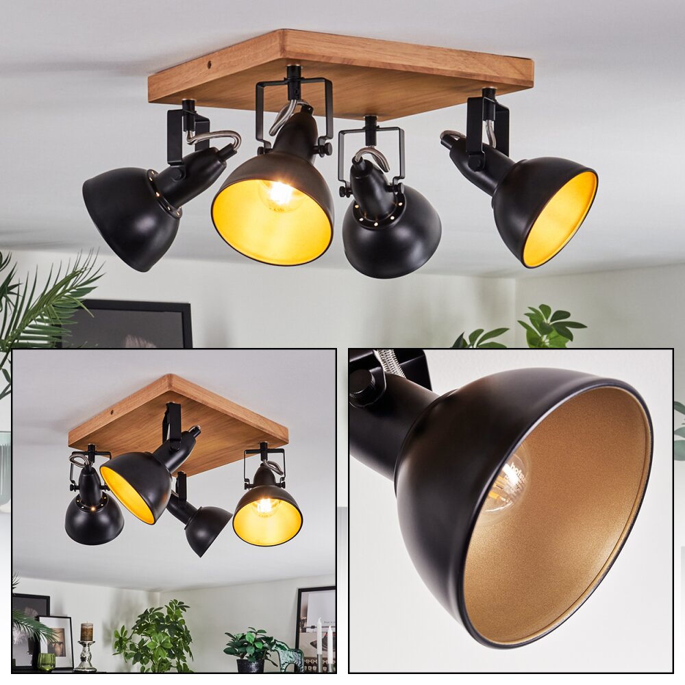 Hagan Plafonnier, Spot de plafond Chrome, Écru, Noir, 4 lumières main product photo