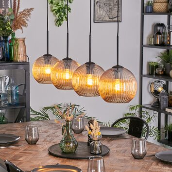 Koyoto Suspension, Boule lumineuse, Suspension Ambre, 4 lumières Koyoto Suspension, Boule lumineuse, Suspension Ambre, 4 lumières