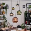 Koyoto Suspension, Boule lumineuse, Suspension grappe Bleu, Vert, Cuivré, 5 lumières