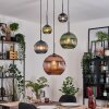 Koyoto Suspension, Boule lumineuse, Suspension grappe Bleu, Vert, Cuivré, 5 lumières