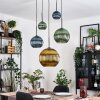 Koyoto Suspension, Boule lumineuse, Suspension grappe Bleu, Or, Vert, 5 lumières