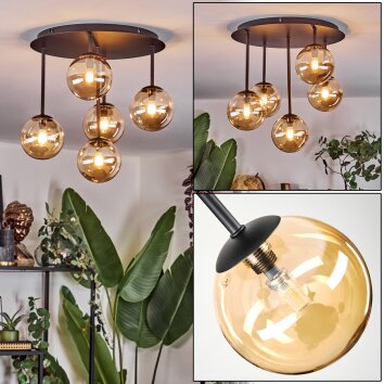 Chehalis Plafonnier, Boule lumineuse Ambre, 5 lumières Chehalis Plafonnier, Boule lumineuse Ambre, 5 lumières