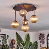 Chehalis Plafonnier, Boule lumineuse Ambre, Chrome, Fumé, 5 lumières