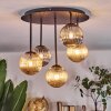 Chehalis Plafonnier, Boule lumineuse Ambre, Chrome, Fumé, 5 lumières