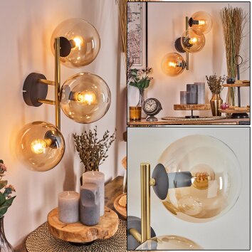 Gastor Boule lumineuse, Applique murale 42 cm Or, Noir, 3 lumières Gastor Boule lumineuse, Applique murale 42 cm Or, Noir, 3 lumières