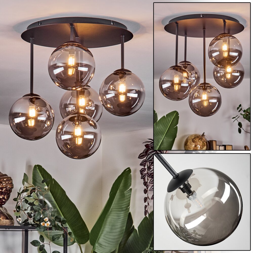 Chehalis Plafonnier, Boule lumineuse 45 cm Fumé, 5 lumières main product photo