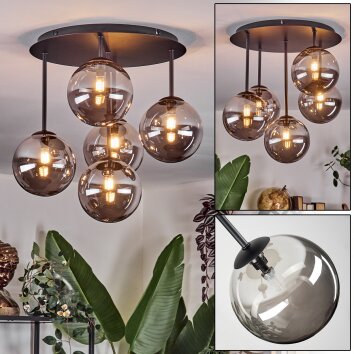 Chehalis Plafonnier, Boule lumineuse 45 cm Fumé, 5 lumières