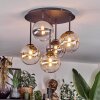 Chehalis Plafonnier, Boule lumineuse Ambre, Clair, Fumé, 5 lumières