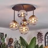 Chehalis Plafonnier, Boule lumineuse Ambre, Clair, Fumé, 5 lumières