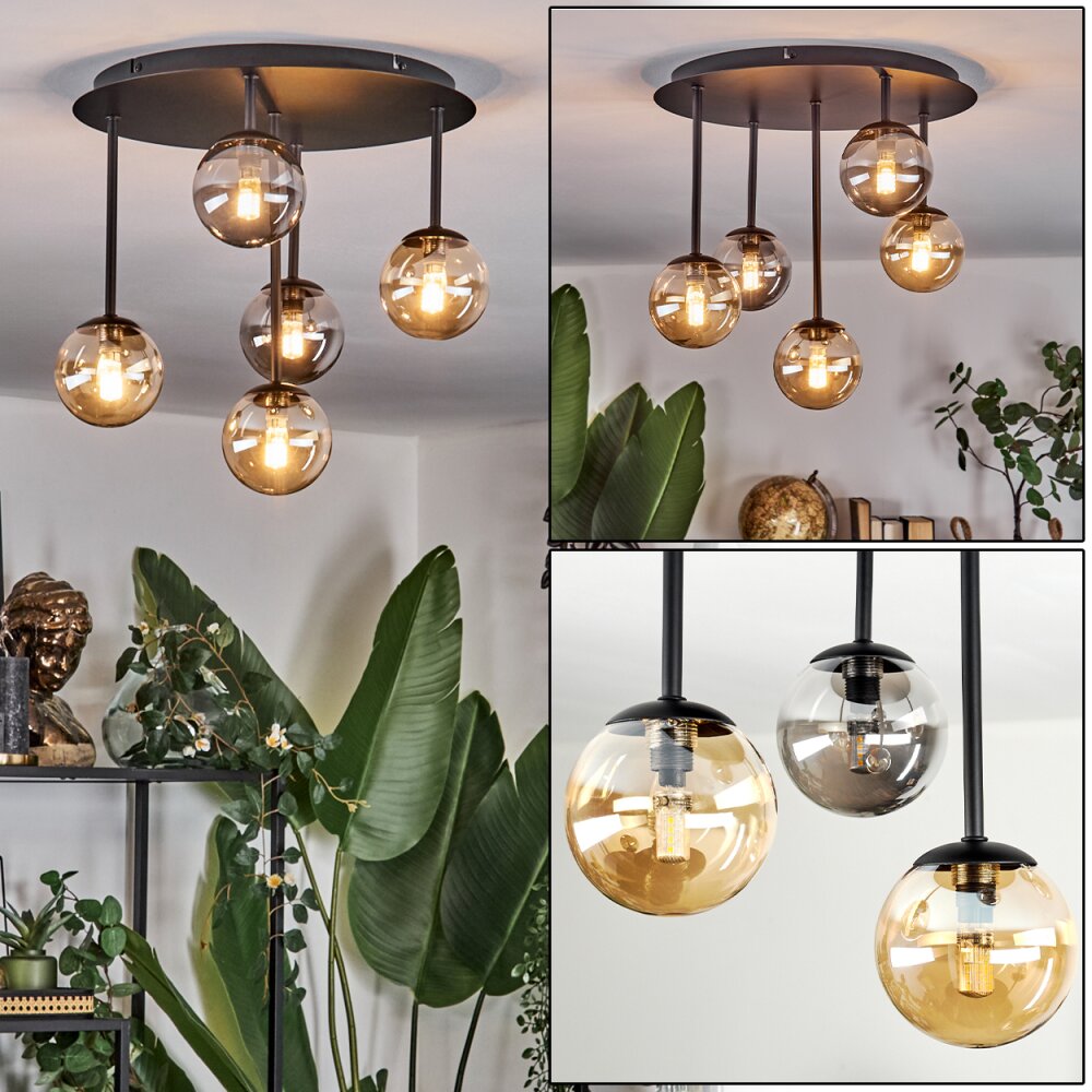 Chehalis Plafonnier, Boule lumineuse 39.5 cm Ambre, Fumé, 5 lumières main product photo