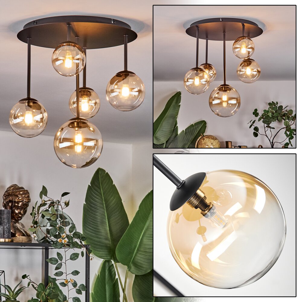 Chehalis Plafonnier, Boule lumineuse 42.5 cm Ambre, Clair, 5 lumières main product photo