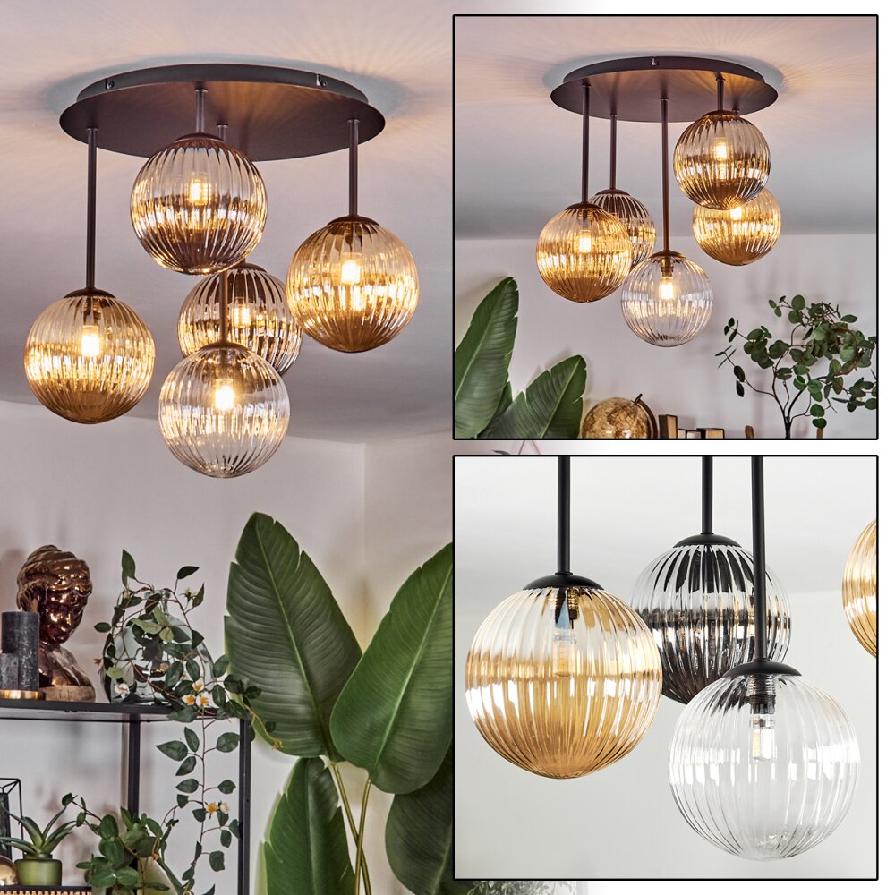 Chehalis Plafonnier, Boule lumineuse Ambre, Clair, Fumé, 5 lumières main product photo