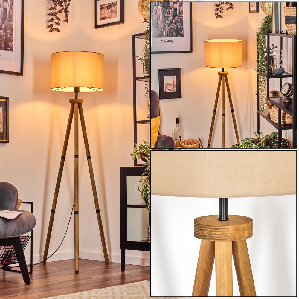 Soungou Lampadaire Bois foncé, Noir, 1 lumière main product photo