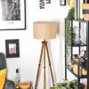 Soungou Lampadaire Bois foncé, Noir, 1 lumière