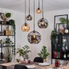 Ripoll Suspension, Boule lumineuse, Suspension grappe Ambre, Fumé, 5 lumières