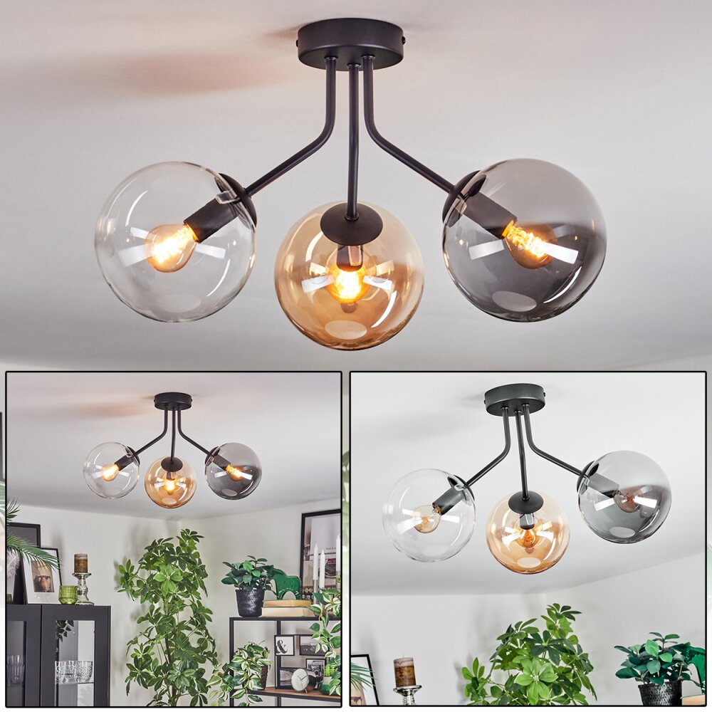 Gastor Plafonnier, Boule lumineuse 42 cm Ambre, Clair, Fumé, 3 lumières main product photo