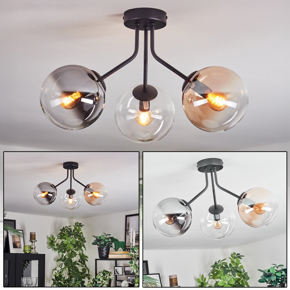 Gastor Plafonnier, Boule lumineuse 42 cm Ambre, Clair, Fumé, 3 lumières main product photo