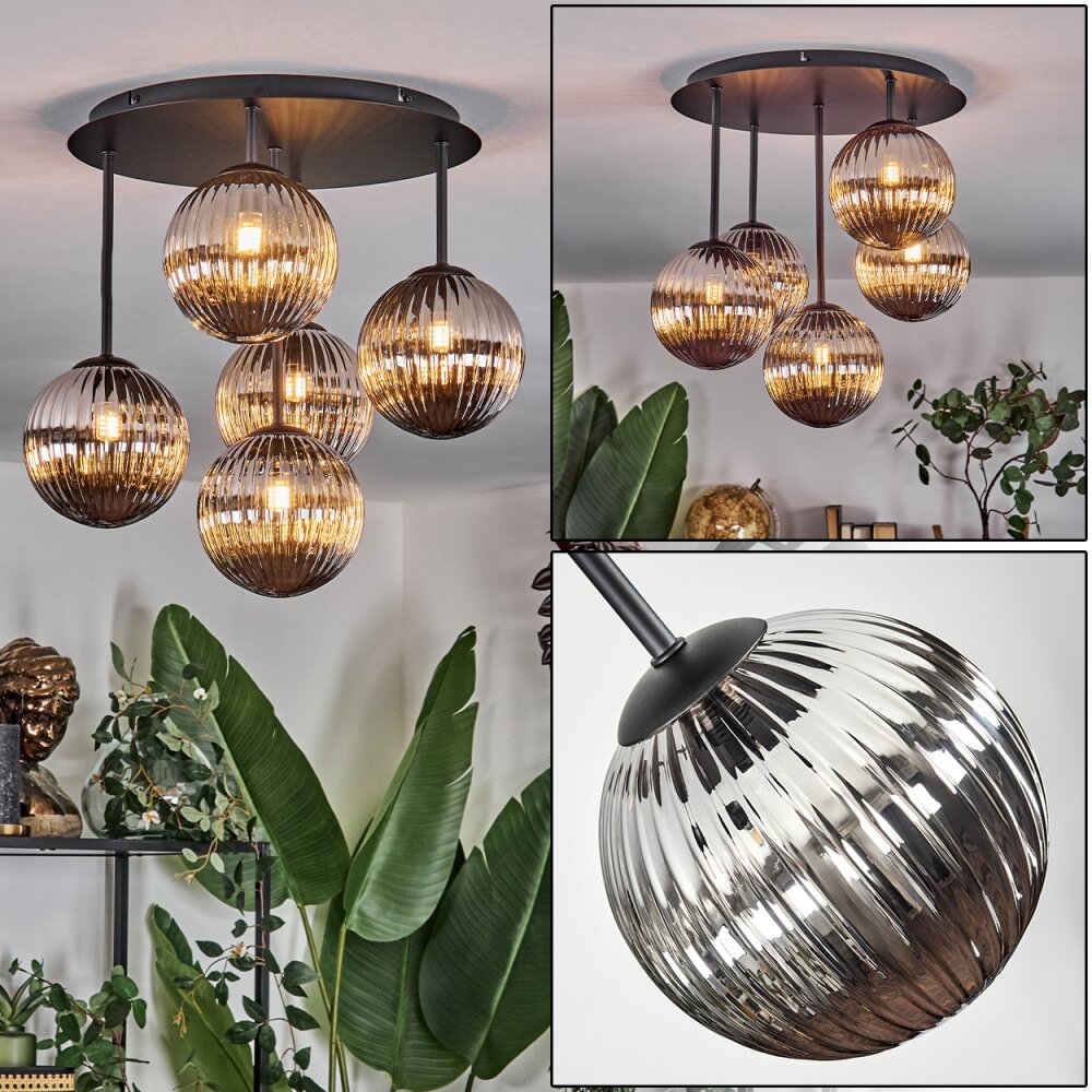 Chehalis Plafonnier, Boule lumineuse Fumé, 5 lumières main product photo