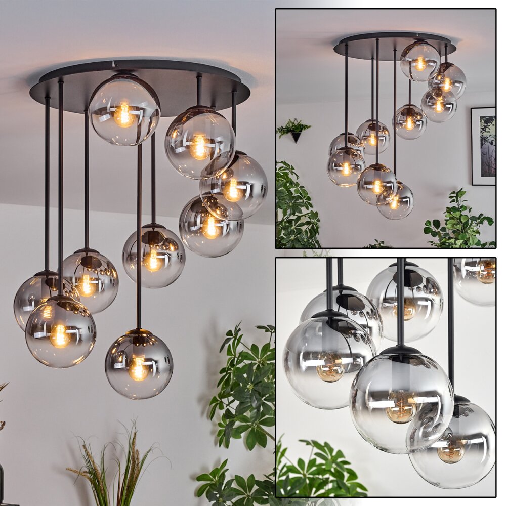 Gastor Plafonnier, Boule lumineuse Clair, Fumé, 9 lumières main product photo