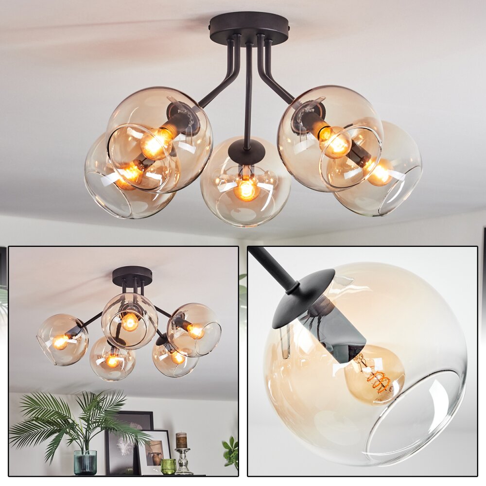 Koyoto Plafonnier, Boule lumineuse 52 cm Ambre, Clair, 5 lumières main product photo