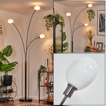 Nikkala Lampadaire Chrome, Noir, 3 lumières Nikkala Lampadaire Chrome, Noir, 3 lumières