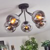 Gastor Plafonnier, Boule lumineuse 52 cm Chrome, Clair, Fumé, 5 lumières