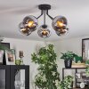 Gastor Plafonnier, Boule lumineuse 52 cm Chrome, Clair, Fumé, 5 lumières