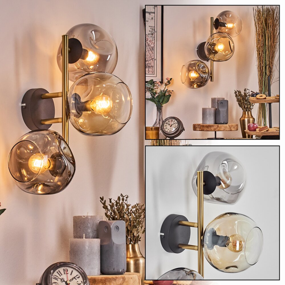 Ripoll Boule lumineuse, Applique murale Or, Noir, 3 lumières main product photo
