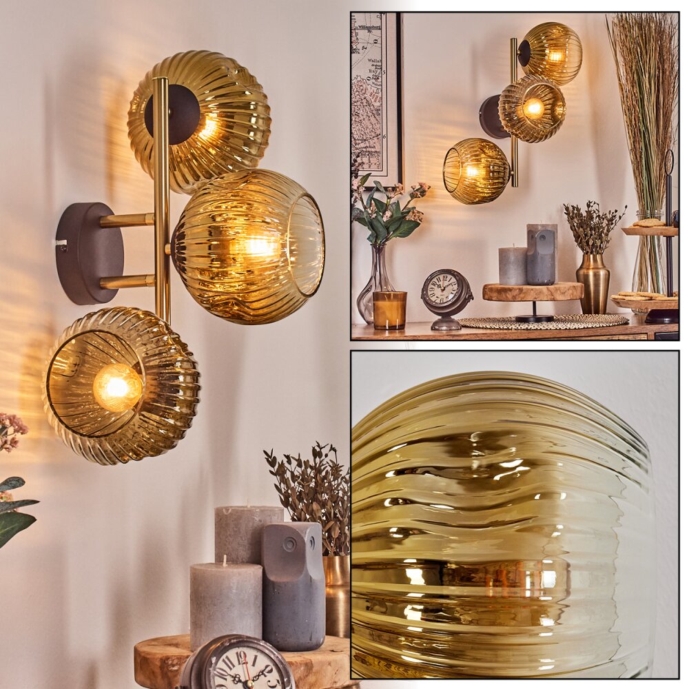 Ripoll Boule lumineuse, Applique murale Or, Noir, 3 lumières main product photo