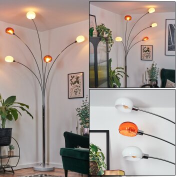 Nikkala Lampadaire Chrome, Blanc, 5 lumières