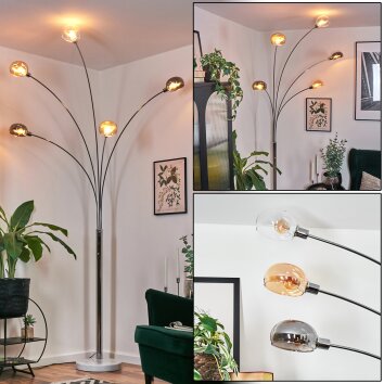 Nikkala Lampadaire Chrome, Blanc, 5 lumières