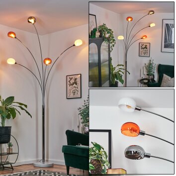 Nikkala Lampadaire Chrome, Blanc, 5 lumières