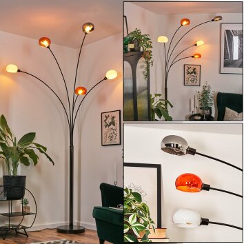 Nikkala Lampadaire Chrome, Noir, 5 lumières