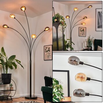 Nikkala Lampadaire Chrome, Noir, 5 lumières Nikkala Lampadaire Chrome, Noir, 5 lumières