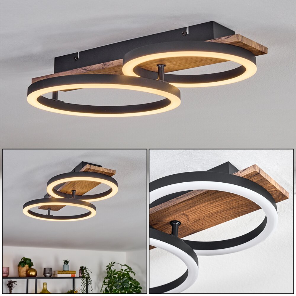 Cascada Plafonnier LED Brun, Couleur bois, Noir, 1 lumière main product photo