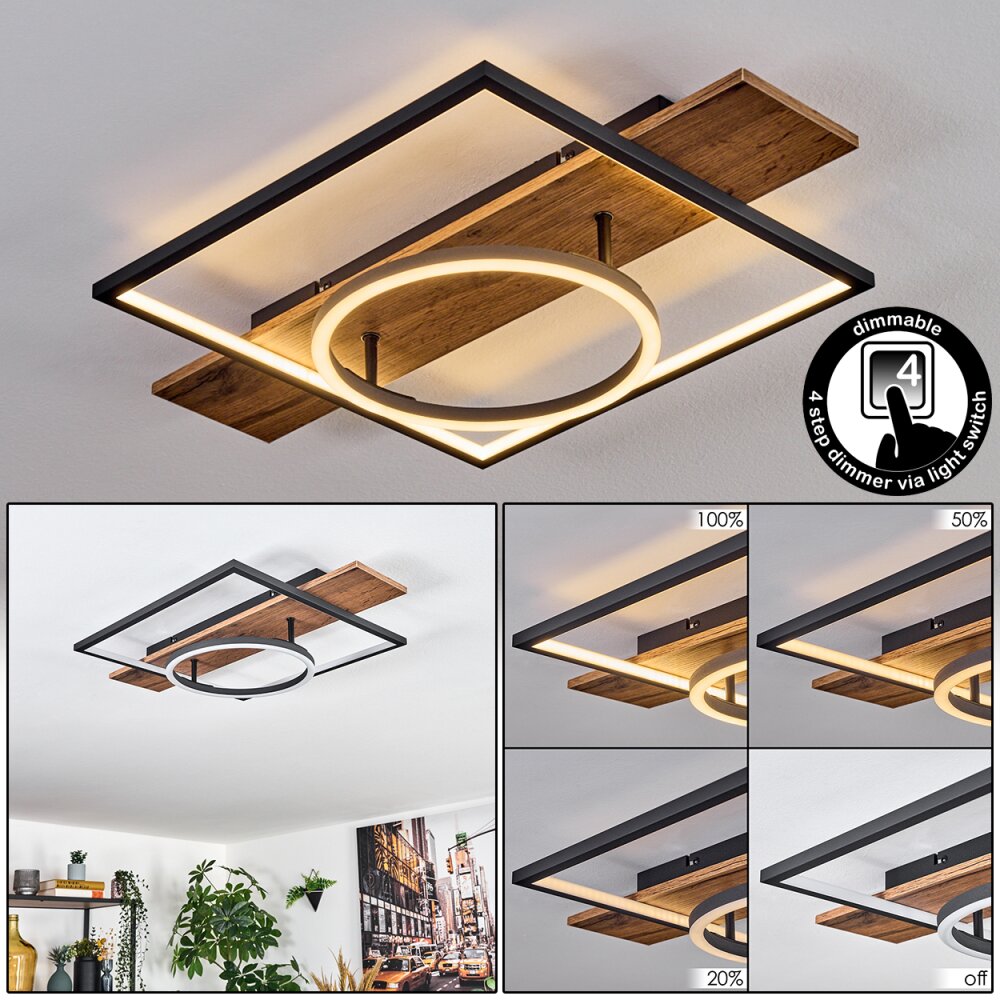 Pompu Plafonnier LED Brun, Couleur bois, Noir, 1 lumière main product photo