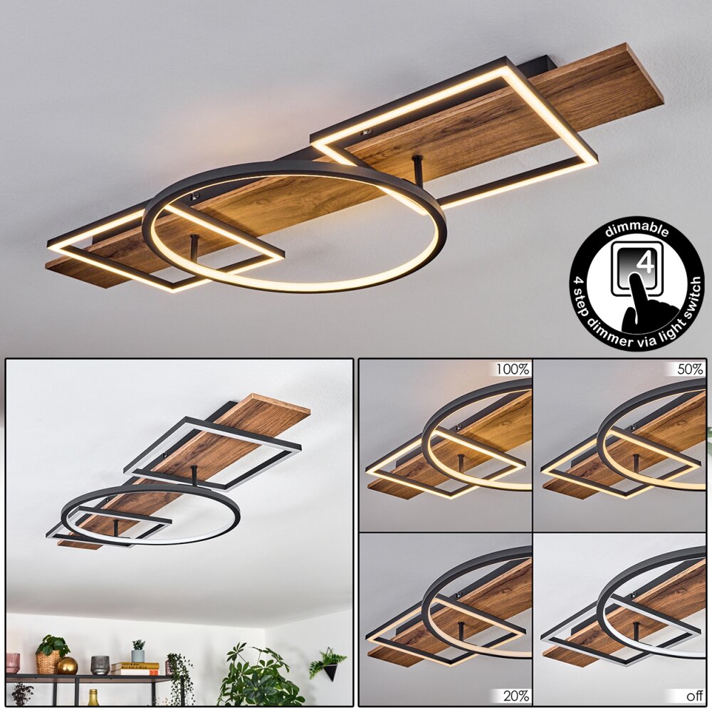 Pompu Plafonnier LED Brun, Couleur bois, Noir, 1 lumière main product photo