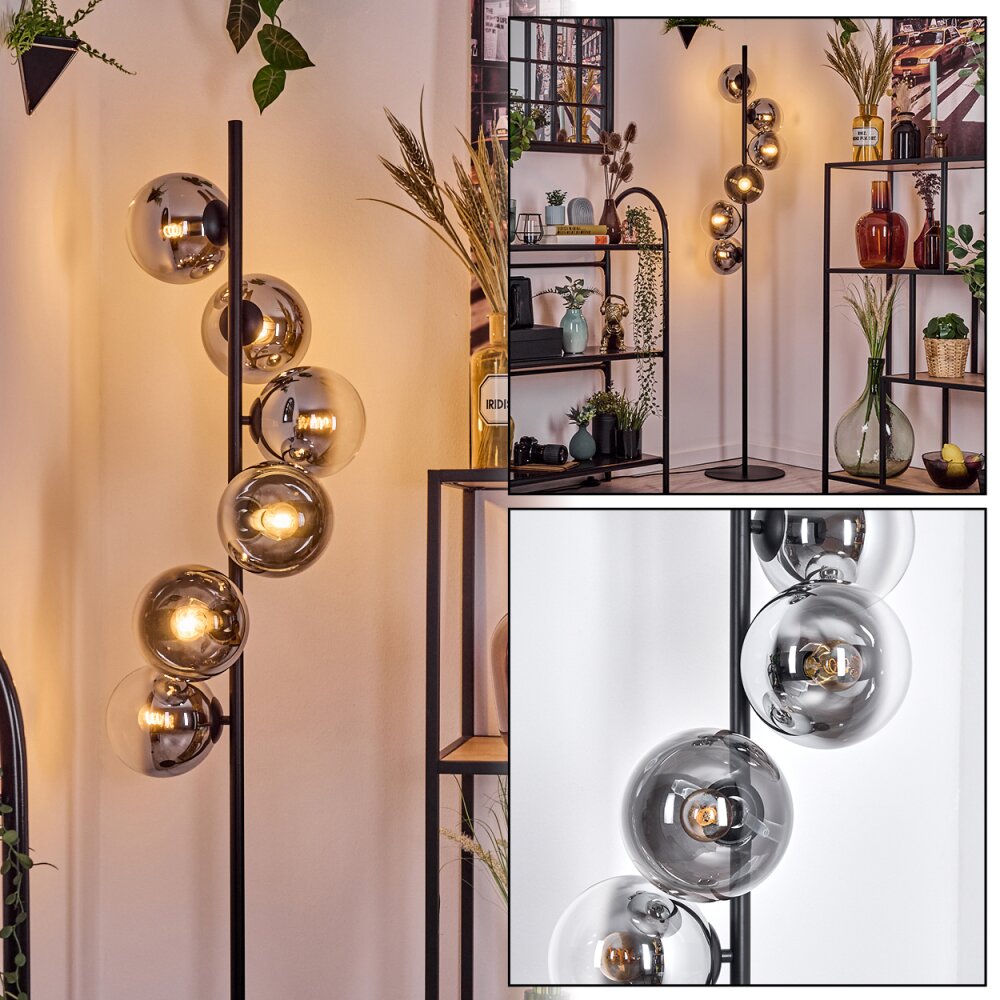 Gastor Lampadaire Chrome, Clair, Fumé, 6 lumières main product photo