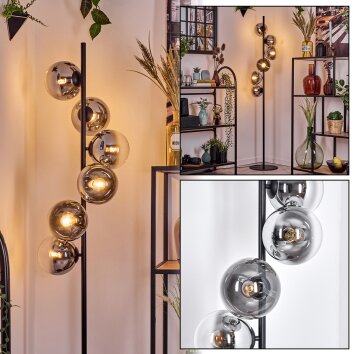 Gastor Lampadaire Chrome, Clair, Fumé, 6 lumières Gastor Lampadaire Chrome, Clair, Fumé, 6 lumières