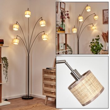 Sabadim Lampadaire Nickel mat, Noir, 5 lumières