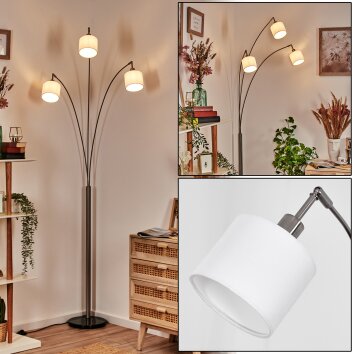 Bassagoda Lampadaire Nickel mat, Noir, 3 lumières