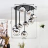 Gastor Plafonnier, Boule lumineuse 57 cm Chrome, Clair, Fumé, 9 lumières