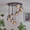 Gastor Plafonnier, Boule lumineuse 57 cm Chrome, Clair, Fumé, 9 lumières