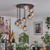 Gastor Plafonnier, Boule lumineuse 57 cm Chrome, Clair, Fumé, 9 lumières